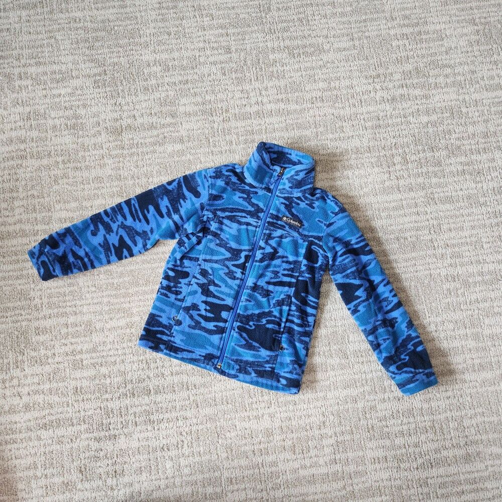 Columbia youth Zing III blue camouflage fleece zip up jacket size XS 6/7